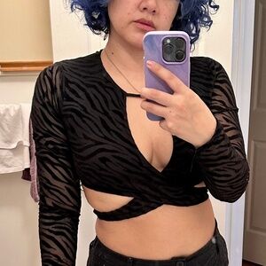 Black Tiger Print Club Top